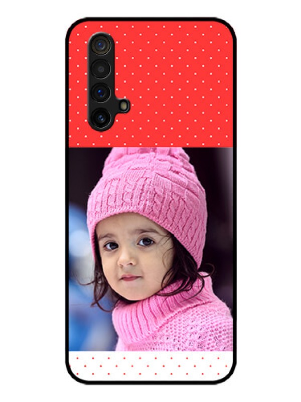 Custom Realme X3 Photo Printing on Glass Case - Red Pattern Design