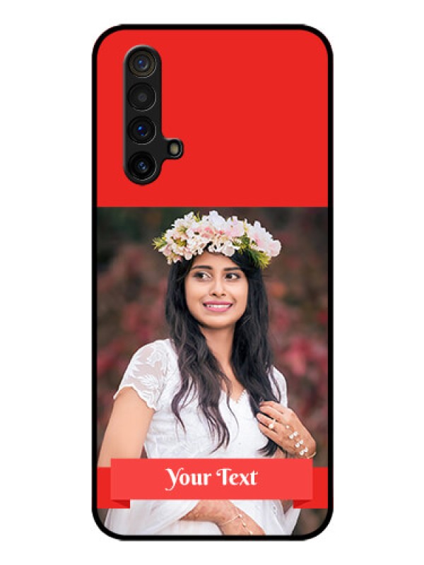 Custom Realme X3 Custom Glass Phone Case - Simple Red Color Design