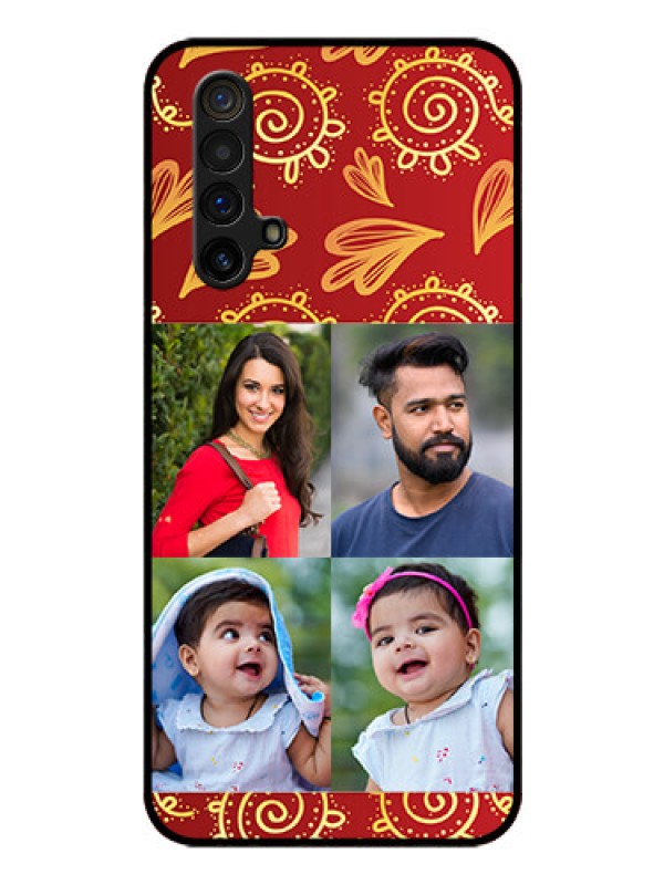Custom Realme X3 Photo Printing on Glass Case - 4 Image Traditional Design