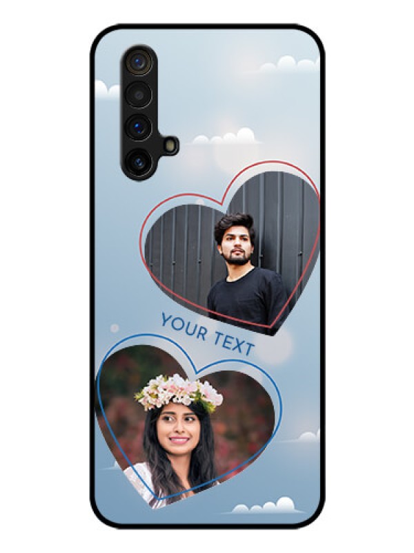 Custom Realme X3 Custom Glass Mobile Case - Blue Color Couple Design 