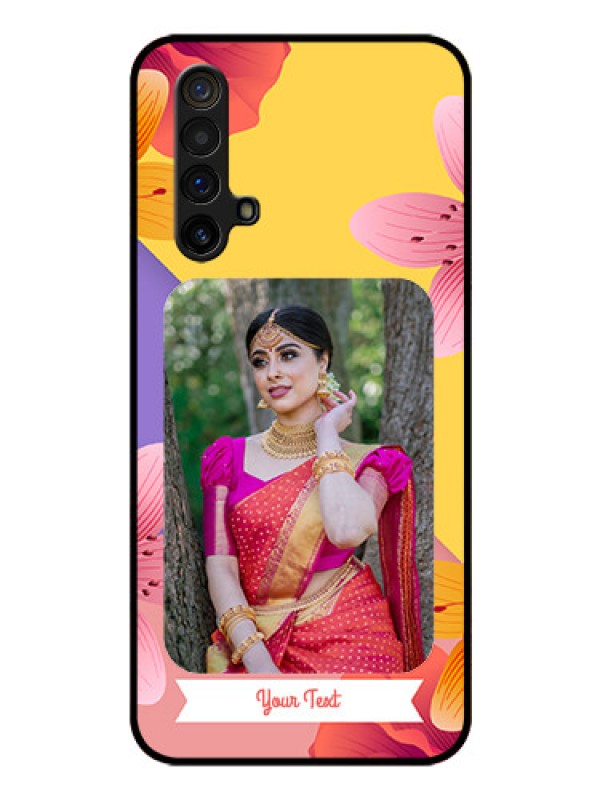 Custom Realme X3 Custom Glass Mobile Case - 3 Image With Vintage Floral Design