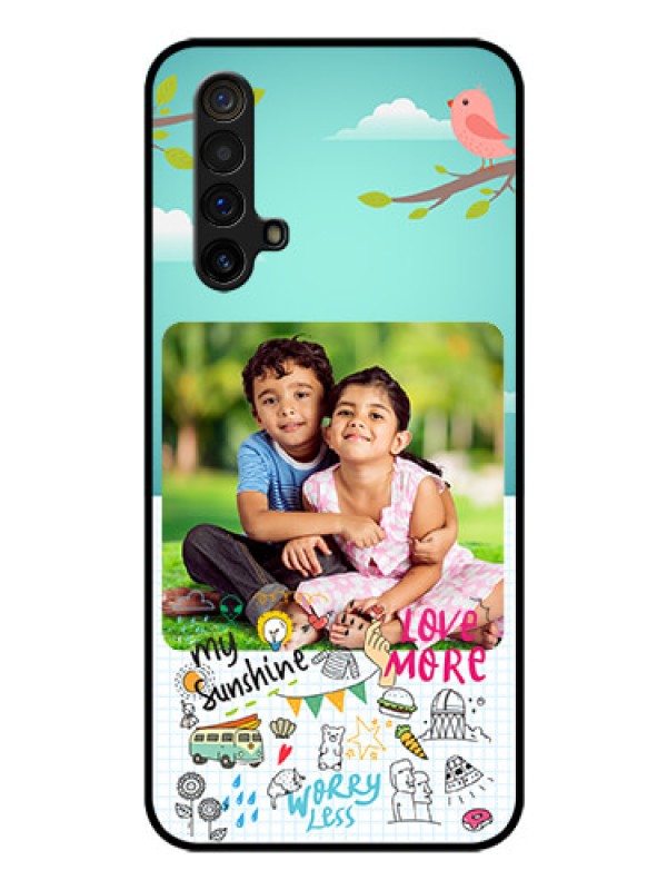 Custom Realme X3 Photo Printing on Glass Case - Doodle love Design