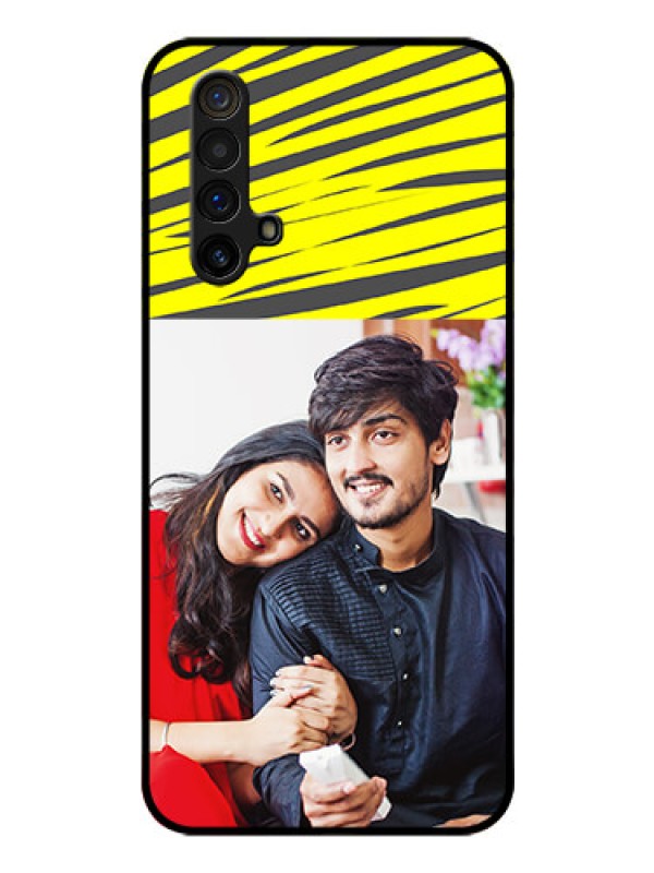 Custom Realme X3 Photo Printing on Glass Case - Yellow Abstract Design