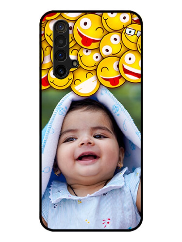 Custom Realme X3 Custom Glass Mobile Case - with Smiley Emoji Design