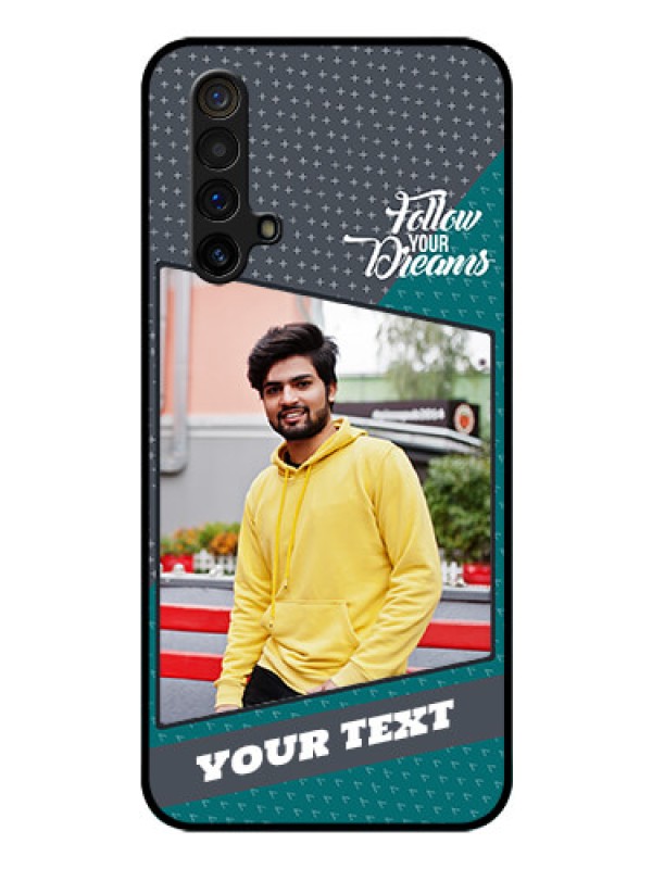 Custom Realme X3 Personalized Glass Phone Case - Background Pattern Design with Quote