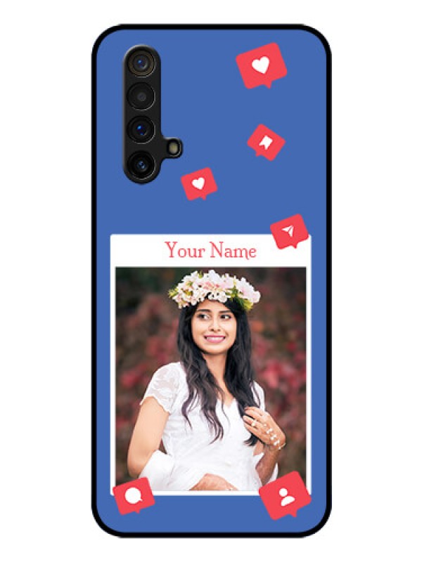 Custom Realme X3 Custom Glass Phone Case - Like Share And Comment Design