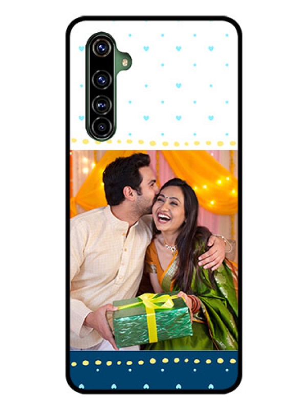 Custom Realme X50 Pro 5G Personalized Glass Phone Case - White and Blue Abstract Design