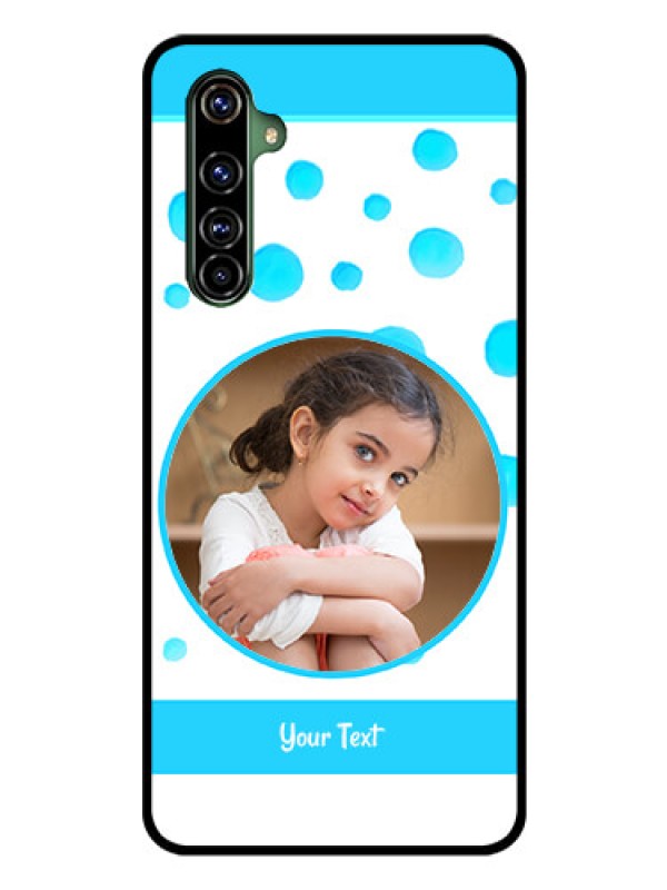Custom Realme X50 Pro 5G Photo Printing on Glass Case - Blue Bubbles Pattern Design