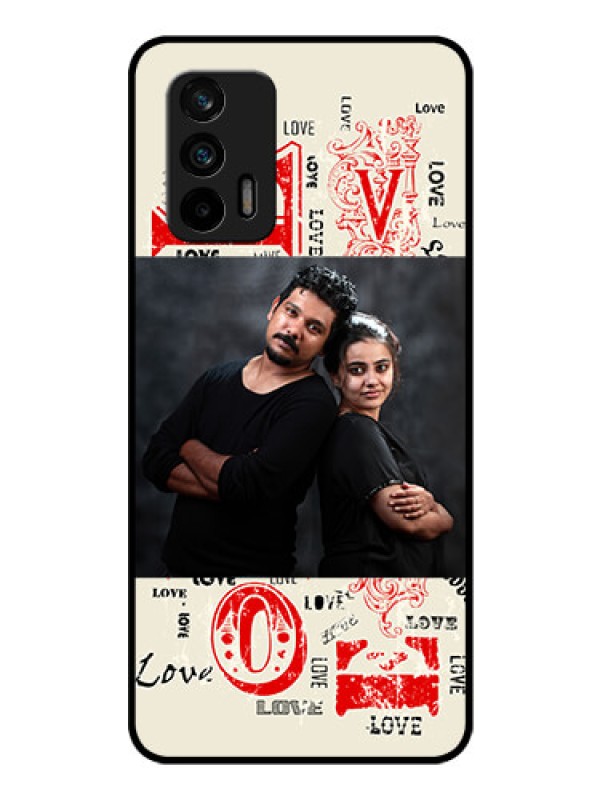 Custom Realme X7 Max 5G Photo Printing on Glass Case - Trendy Love Design Case