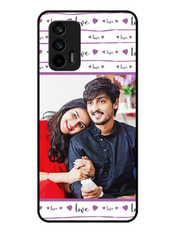 Custom Realme X7 Max 5G Custom Glass Mobile Case - Couples Heart Design