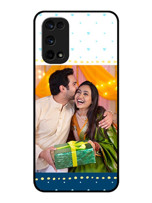 Custom Realme X7 Pro Personalized Glass Phone Case  - White and Blue Abstract Design