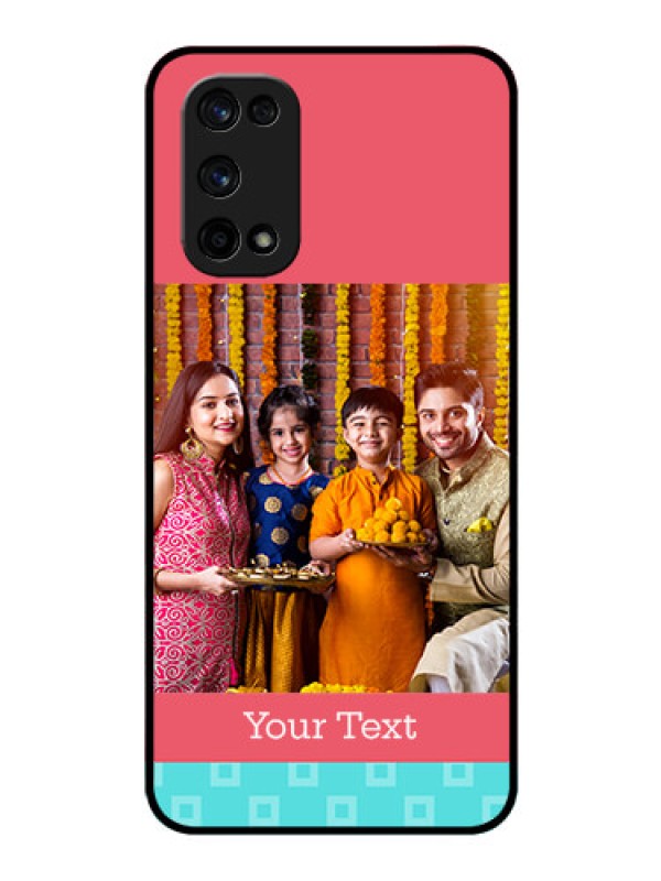 Custom Realme X7 Pro Personalized Glass Phone Case  - Peach & Blue Color Design