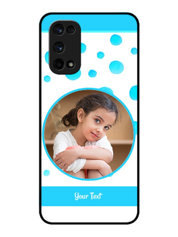Custom Realme X7 Pro Photo Printing on Glass Case  - Blue Bubbles Pattern Design