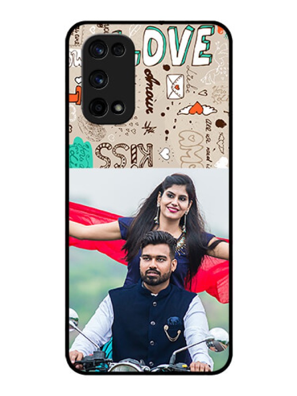Custom Realme X7 Pro Custom Glass Phone Case  - Love Doodle Pattern 