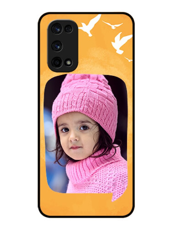 Custom Realme X7 Pro Personalized Glass Phone Case  - Water Color Design with Bird Icons