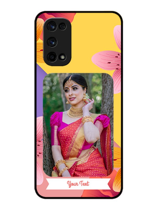 Custom Realme X7 Pro Custom Glass Mobile Case  - 3 Image With Vintage Floral Design