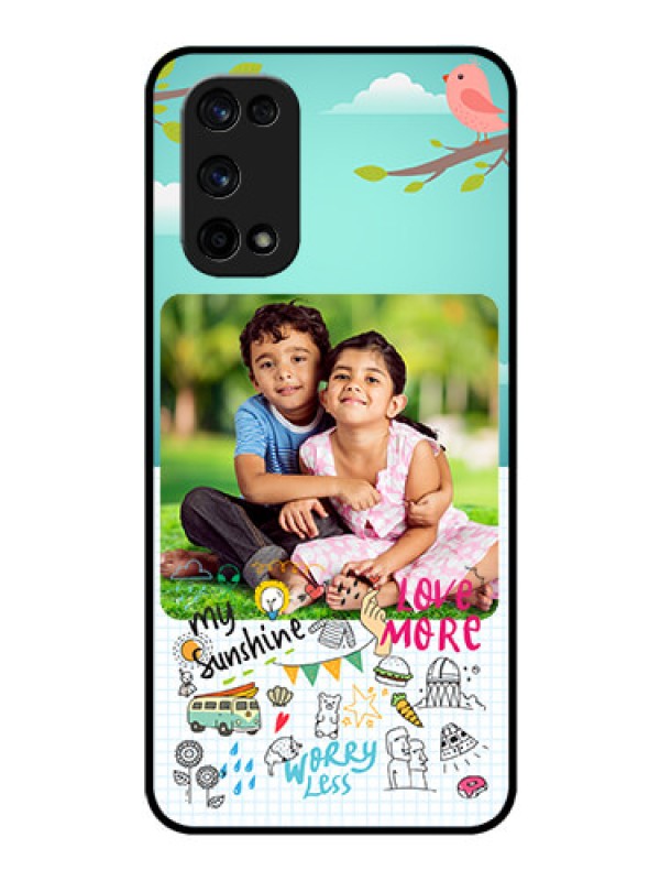 Custom Realme X7 Pro Photo Printing on Glass Case  - Doodle love Design