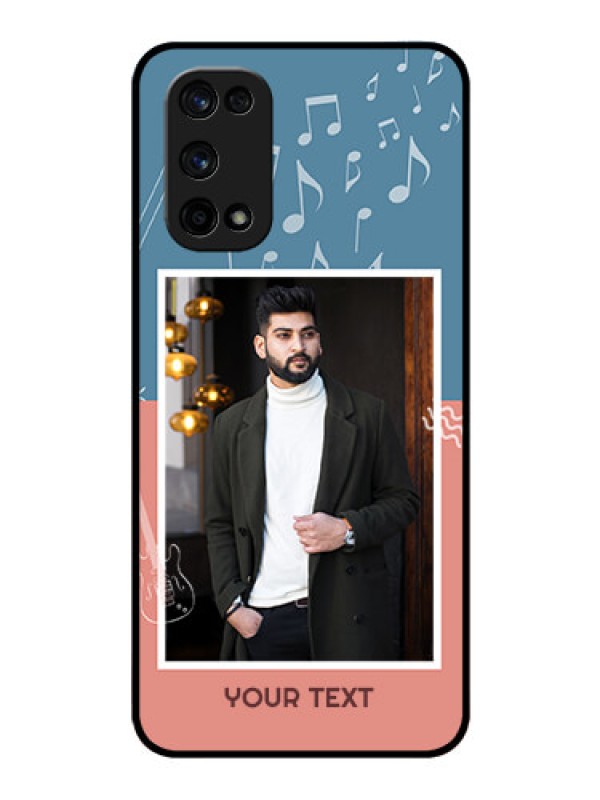 Custom Realme X7 Pro Photo Printing on Glass Case  - with Color Musical Note Design