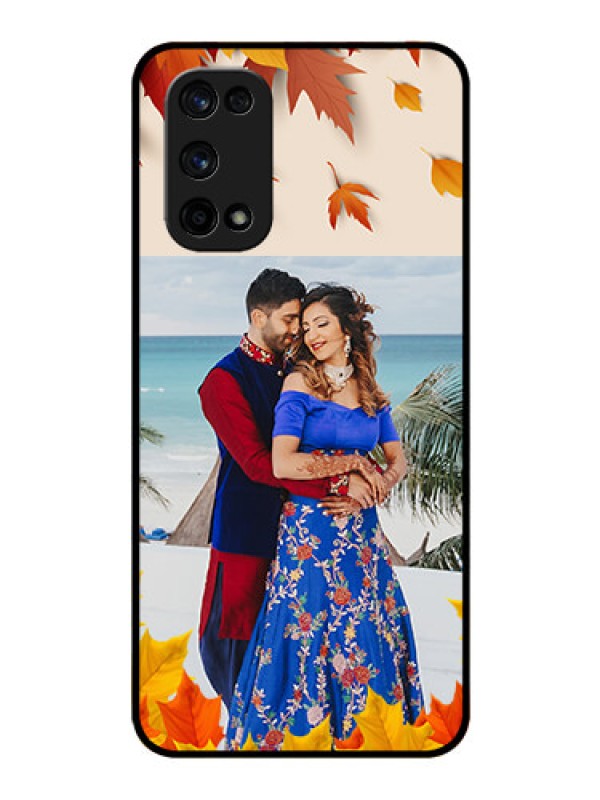Custom Realme X7 Pro Photo Printing on Glass Case  - Autumn Maple Leaves Design