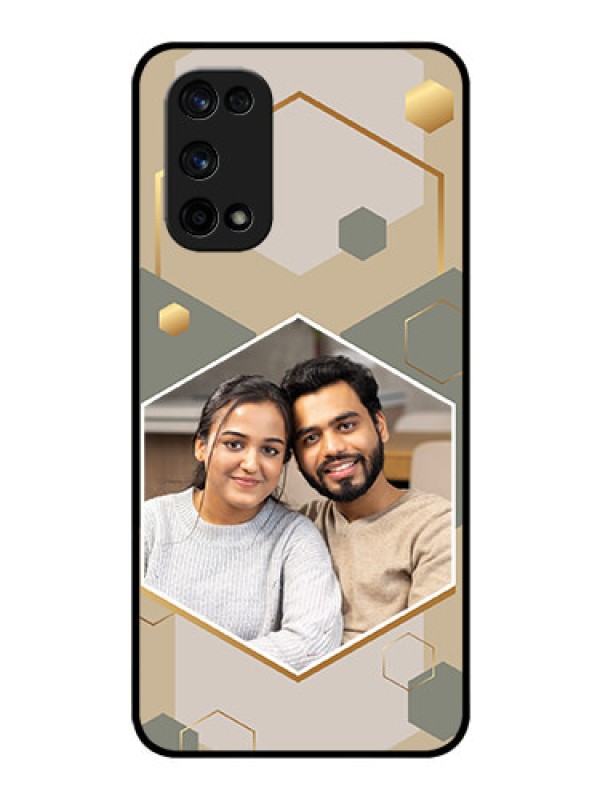 Custom Realme X7 Pro Photo Printing on Glass Case - Stylish Hexagon Pattern Design