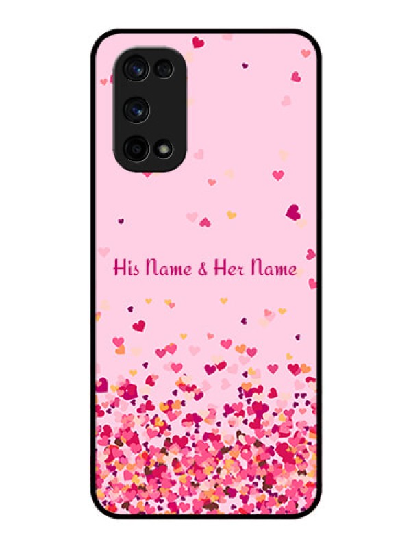 Custom Realme X7 Pro Photo Printing on Glass Case - Floating Hearts Design