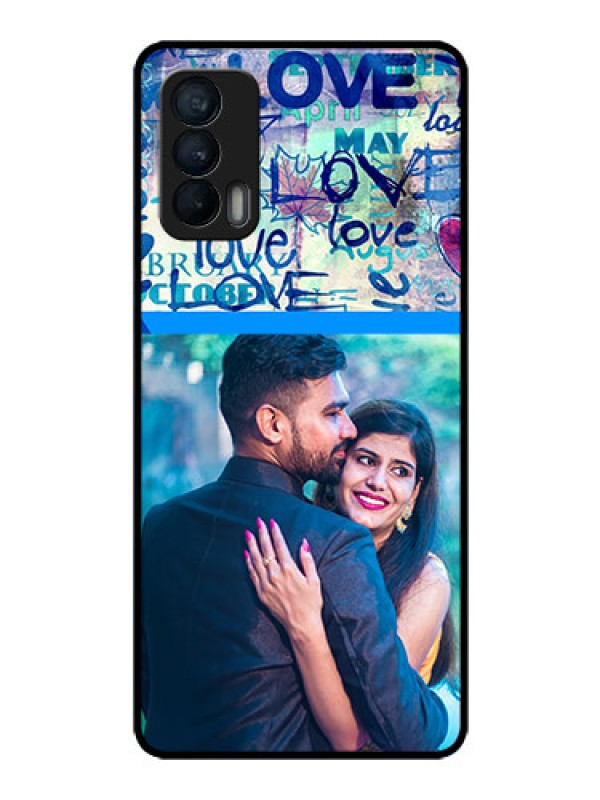 Custom Realme X7 Custom Glass Mobile Case  - Colorful Love Design