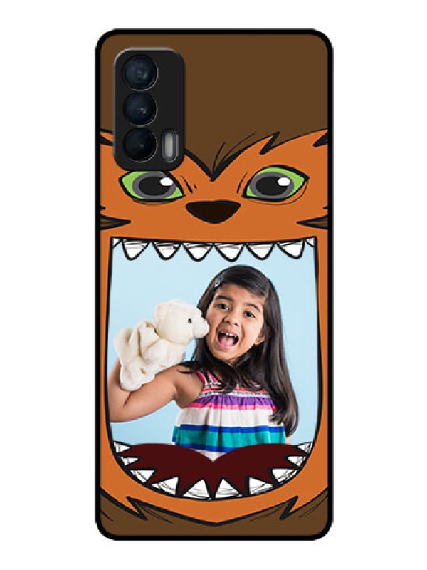 Custom Realme X7 Photo Printing on Glass Case  - Owl Monster Back Case Design