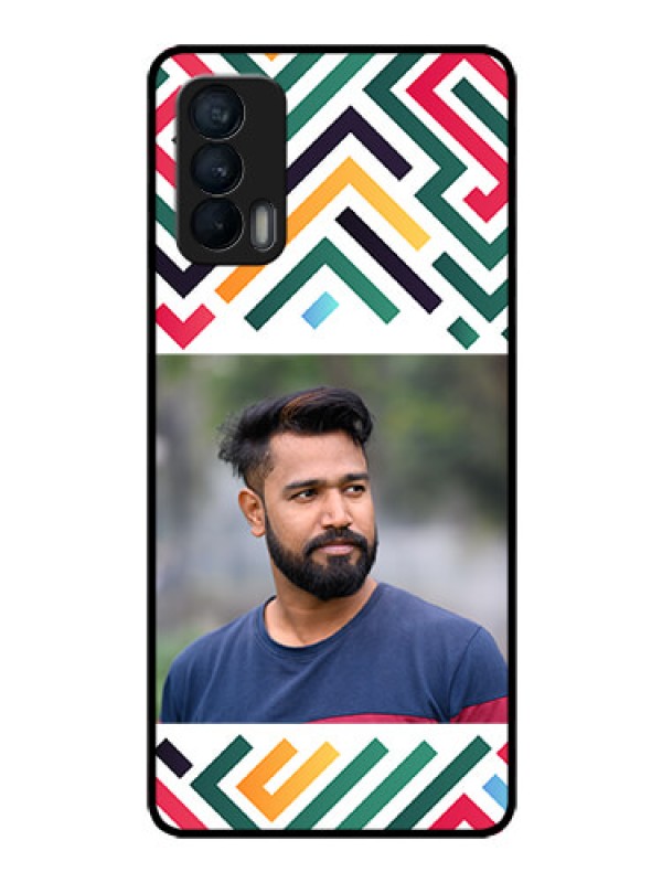 Custom Realme X7 Personalized Glass Phone Case - Colorful Maze Pattern Design