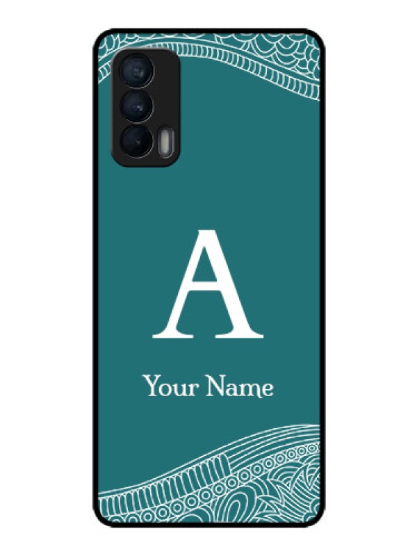 Custom Realme X7 Personalized Glass Phone Case - line art pattern with custom name Design