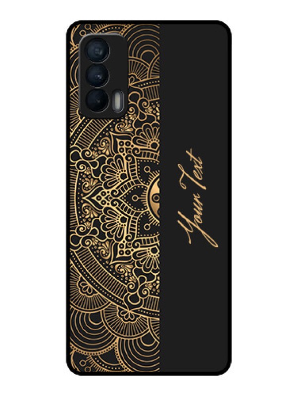 Custom Realme X7 Photo Printing on Glass Case - Mandala art with custom text Design