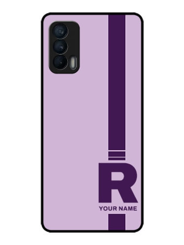 Custom Realme X7 Photo Printing on Glass Case - Simple dual tone stripe with name Design
