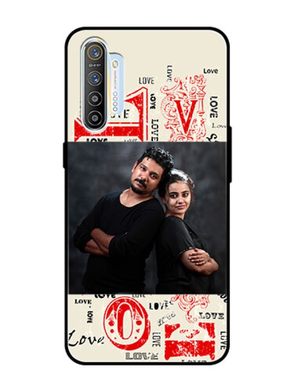 Custom Realme XT Photo Printing on Glass Case  - Trendy Love Design Case