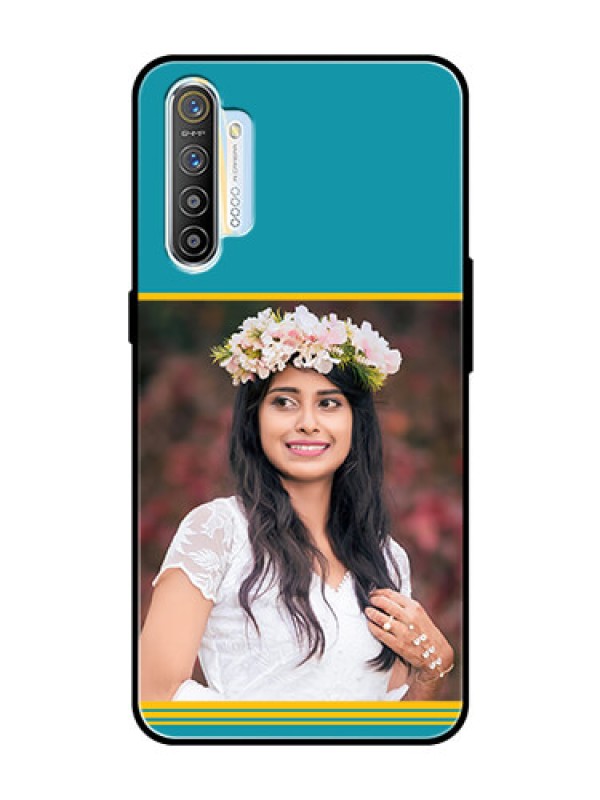 Custom Realme XT Custom Glass Phone Case  - Yellow & Blue Design 