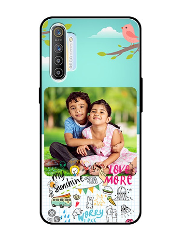 Custom Realme XT Photo Printing on Glass Case  - Doodle love Design