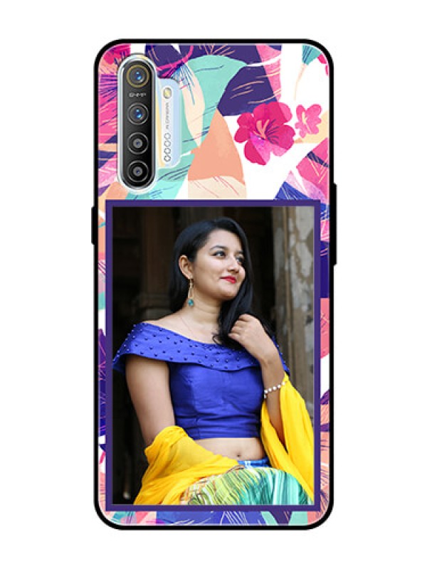 Custom Realme XT Custom Glass Mobile Case  - Abstract Floral Design