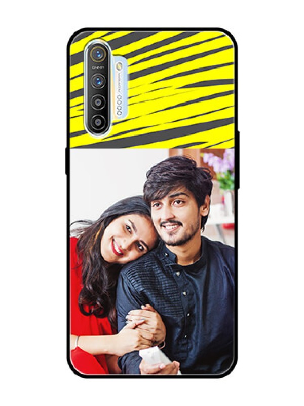 Custom Realme XT Photo Printing on Glass Case  - Yellow Abstract Design