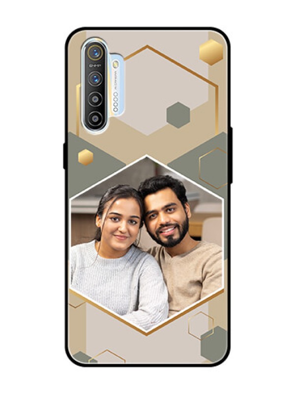 Custom Realme Xt Photo Printing on Glass Case - Stylish Hexagon Pattern Design