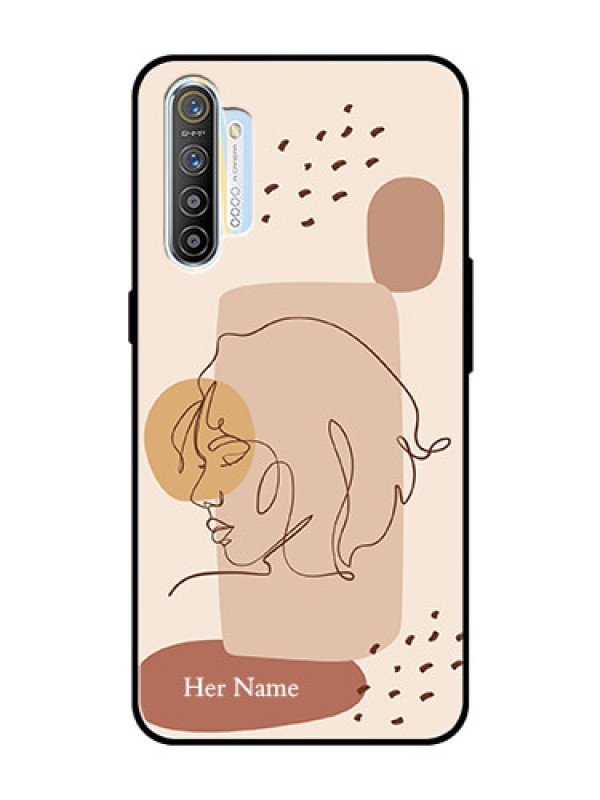Custom Realme Xt Photo Printing on Glass Case - Calm Woman line art Design
