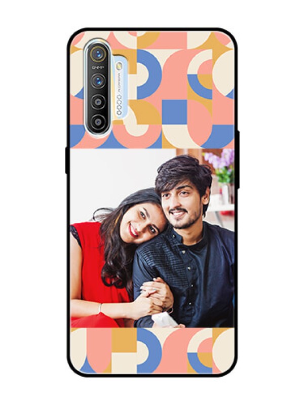Custom Realme Xt Photo Printing on Glass Case - Semi-circle Maze Pattern Design
