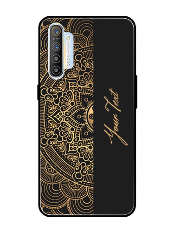 Custom Realme Xt Photo Printing on Glass Case - Mandala art with custom text Design