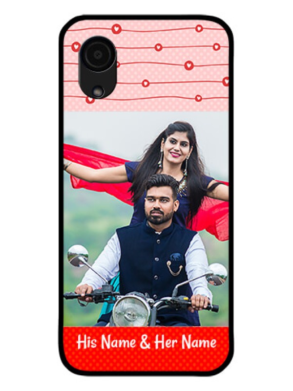 Custom Galaxy A03 Core Personalized Glass Phone Case - Red Pattern Case Design