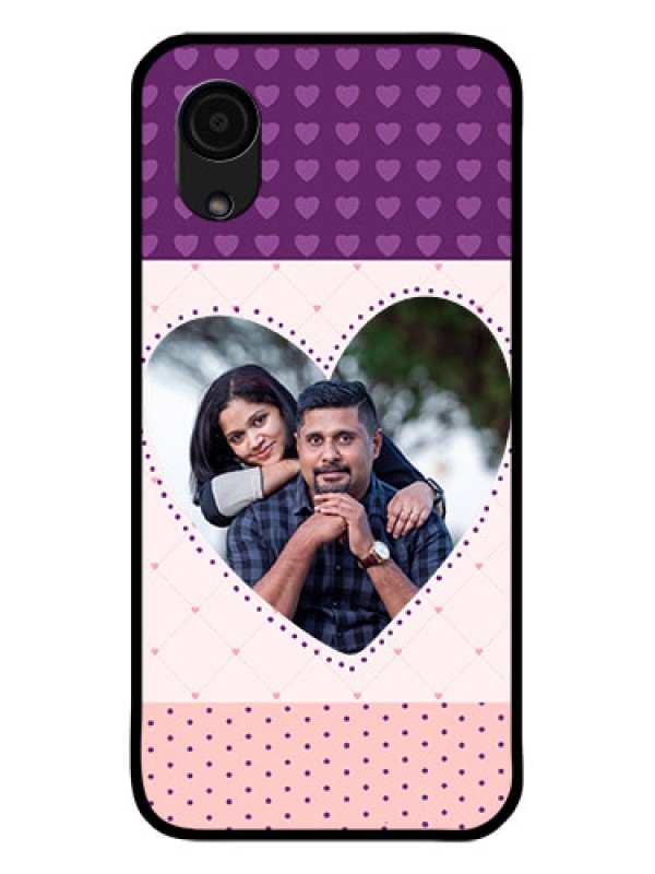 Custom Galaxy A03 Core Custom Glass Phone Case - Violet Love Dots Design