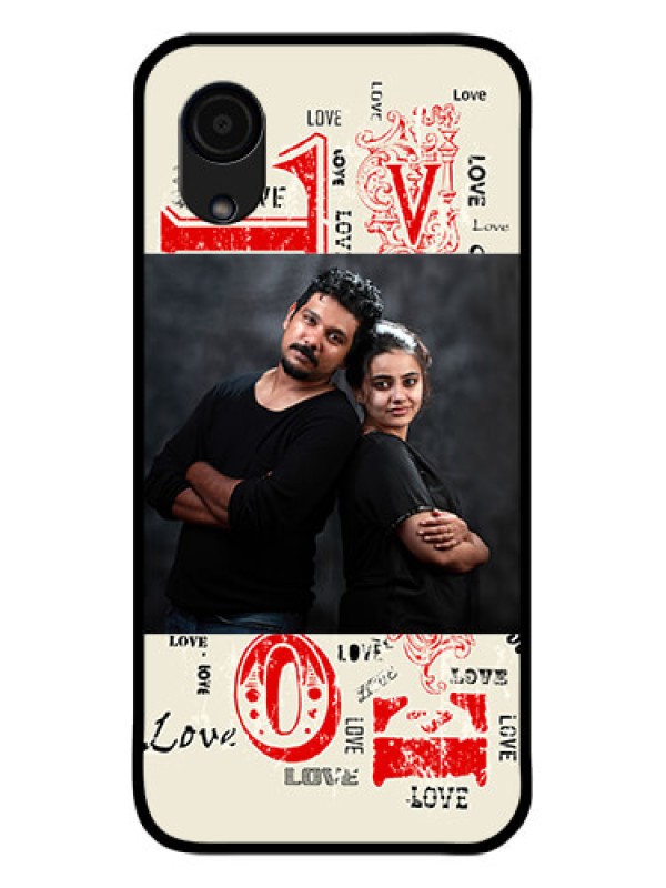 Custom Galaxy A03 Core Photo Printing on Glass Case - Trendy Love Design Case