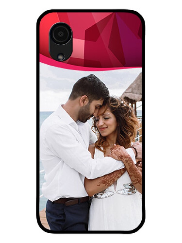Custom Galaxy A03 Core Custom Glass Mobile Case - Red Abstract Design