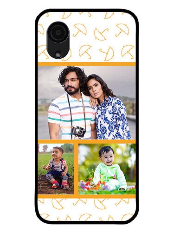 Custom Galaxy A03 Core Custom Glass Mobile Case - Yellow Pattern Design