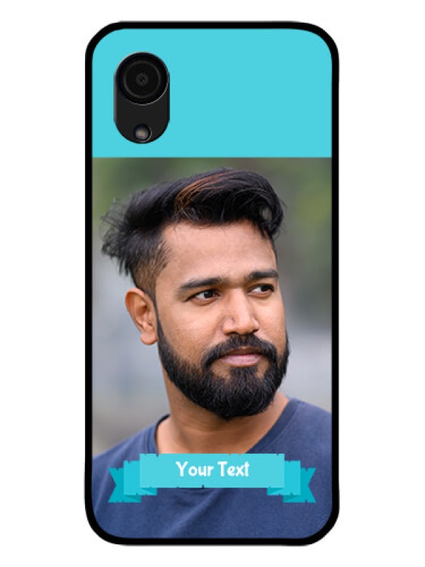Custom Galaxy A03 Core Personalized Glass Phone Case - Simple Blue Color Design