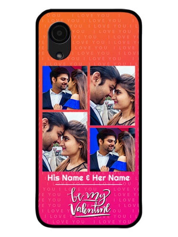 Custom Galaxy A03 Core Custom Glass Phone Case - I Love You Pink Design