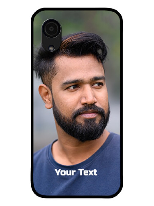 Custom Galaxy A03 Core Glass Mobile Cover: Photo with Text