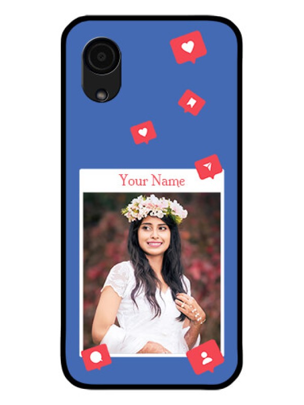 Custom Galaxy A03 Core Custom Glass Phone Case - Like Share And Comment Design