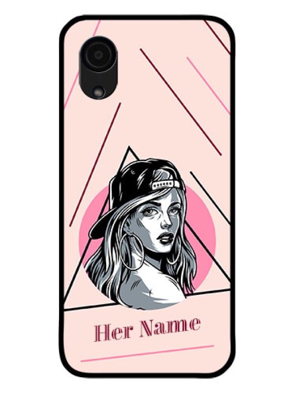 Custom Galaxy A03 Core Personalized Glass Phone Case - Rockstar Girl Design